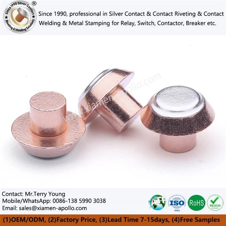 Bimetal Contact Rivet For Magnetic Latching Relays Bimetal Contact Rivet For Magnetic Latching Relays